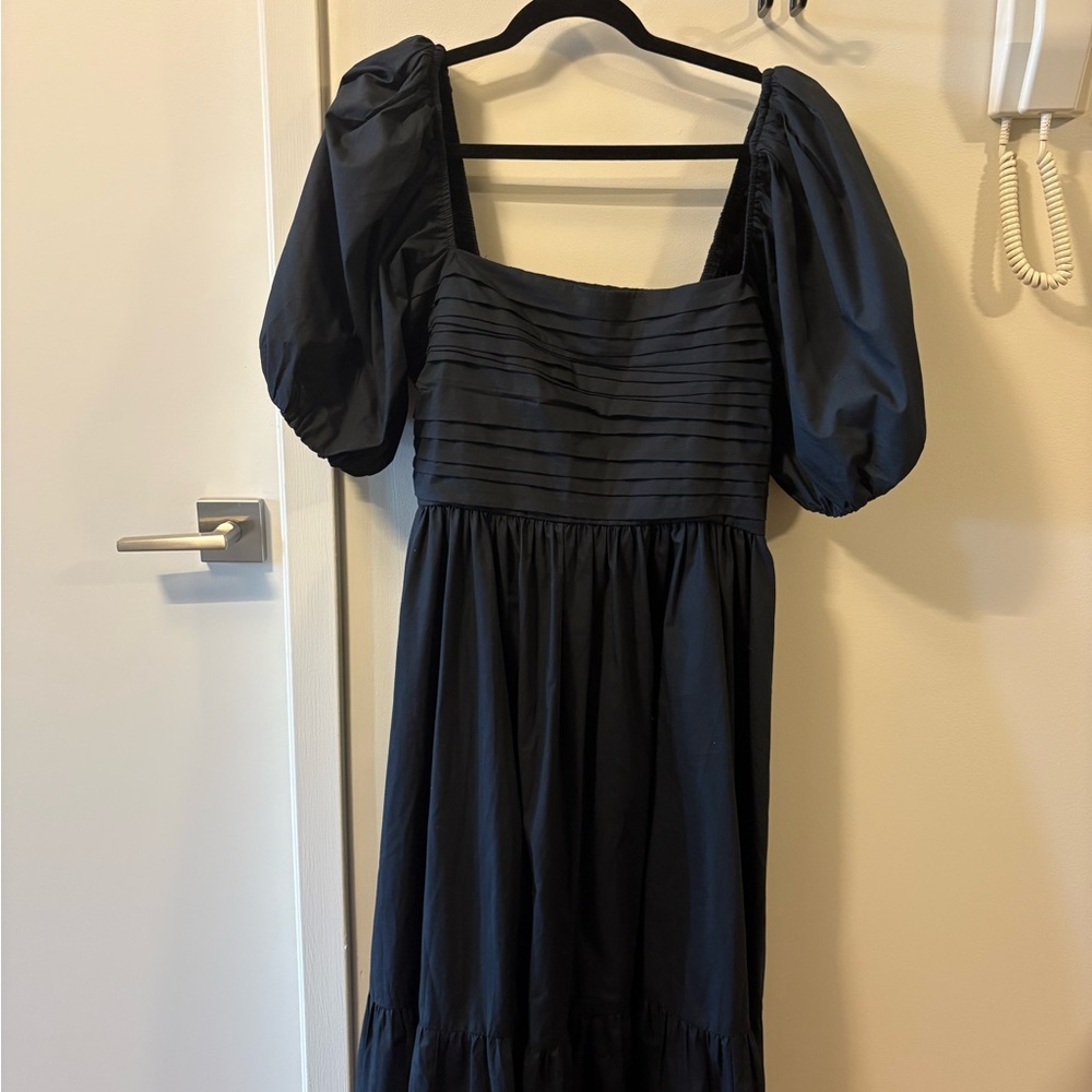 Abercrombie & Fitch Black Maxi Dress with Puff Sleeves